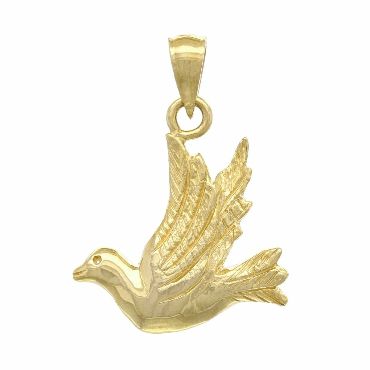14k Yellow White or Rose Gold Flying Dove Bird Charm Pendant - Jewelry Store by Erik Rayo