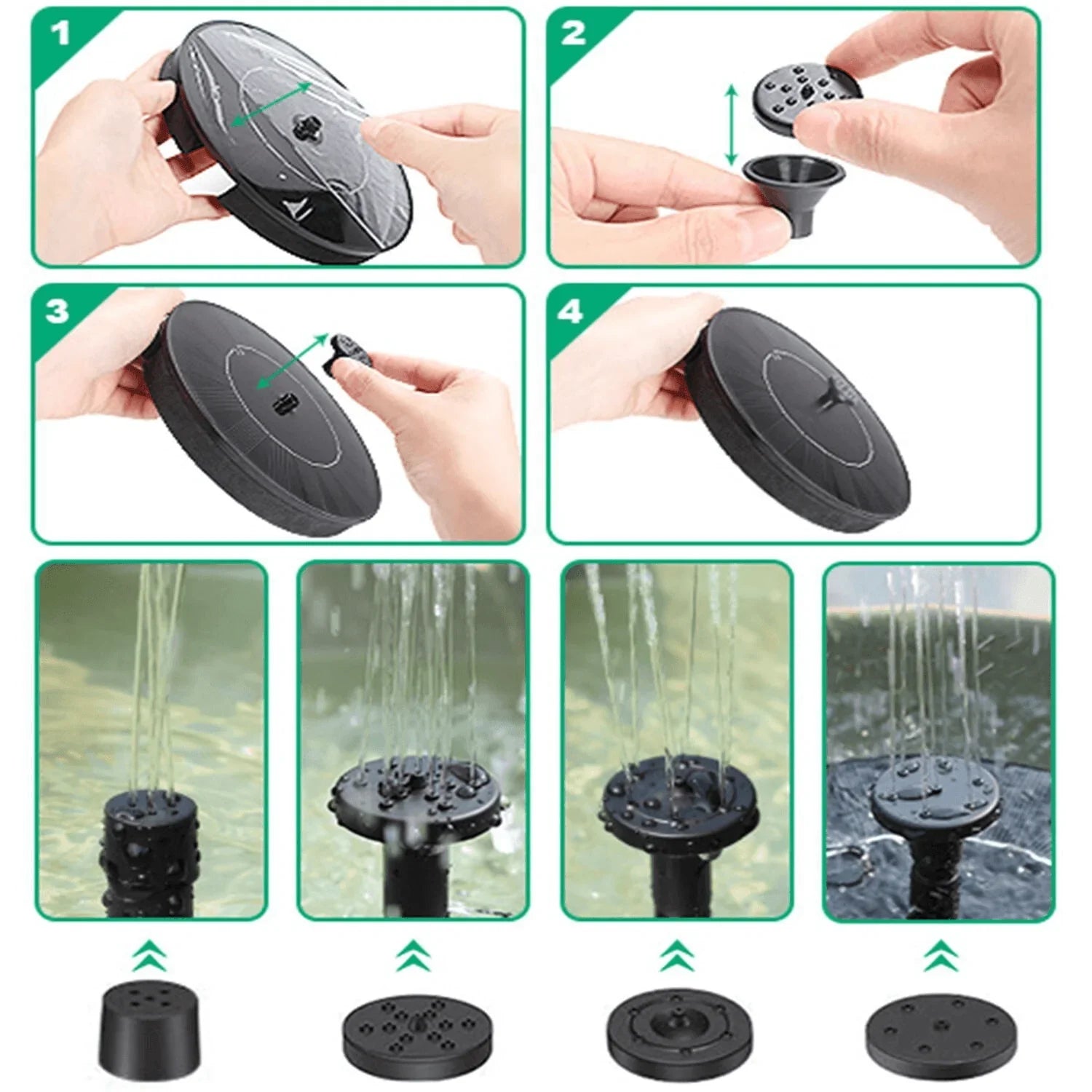 Solar Power Bird Bath Fountain Pump Upgrade 1.4W Solar Fountain With 4 Nozzle - Jewelry Store by Erik Rayo
