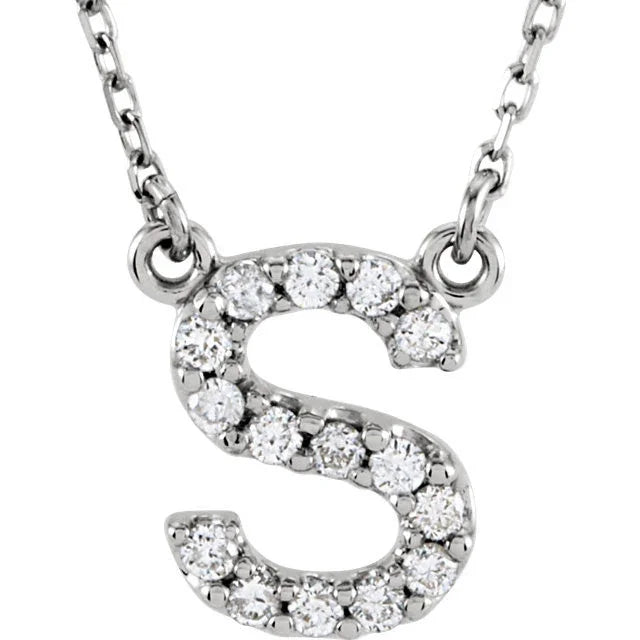 14k Yellow White or Rose Gold Diamond Initial Letter S Pendant Necklace 18" - Jewelry Store by Erik Rayo