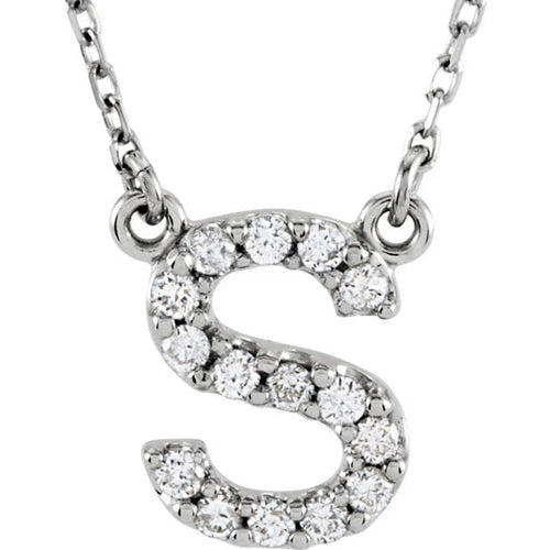 14k Yellow White or Rose Gold Diamond Initial Letter S Pendant Necklace 18" - Jewelry Store by Erik Rayo