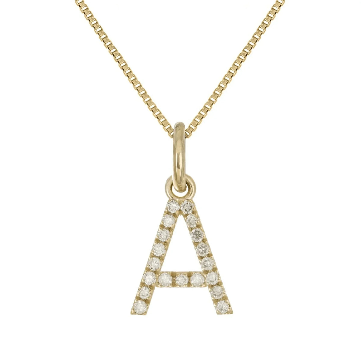 14k Yellow White or Rose Gold Diamond Initial Letter Charm Pendant Necklace 18" - Jewelry Store by Erik Rayo