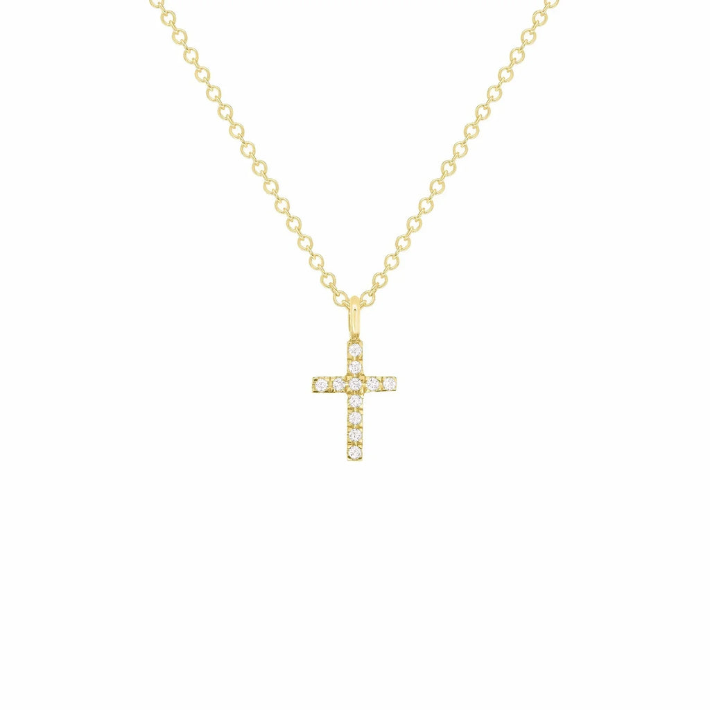 14k Rose Gold 0.04ctw Diamond Cross Pendant Small Religious Charm - Jewelry Store by Erik Rayo