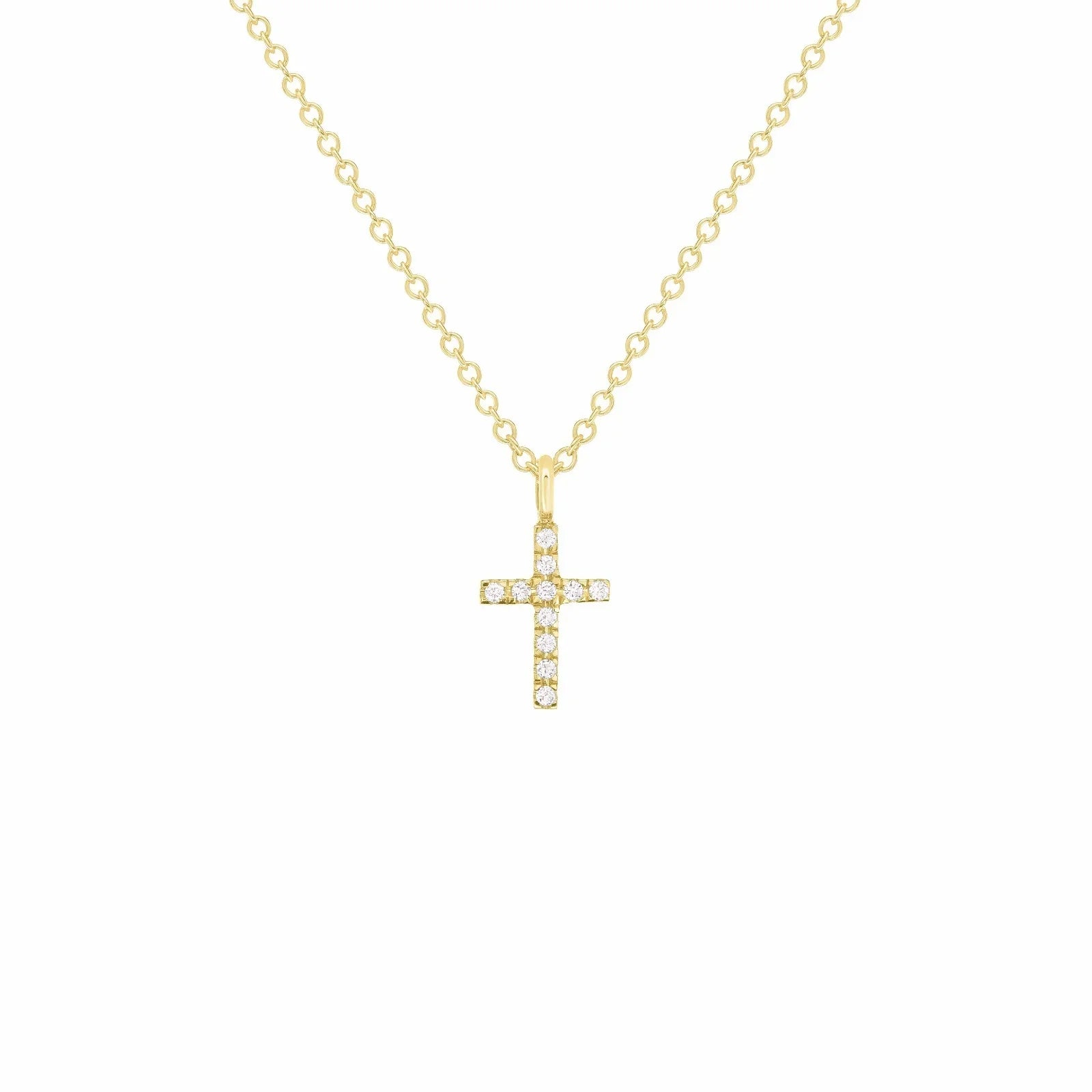 14k Rose Gold 0.04ctw Diamond Cross Pendant Small Religious Charm - Jewelry Store by Erik Rayo