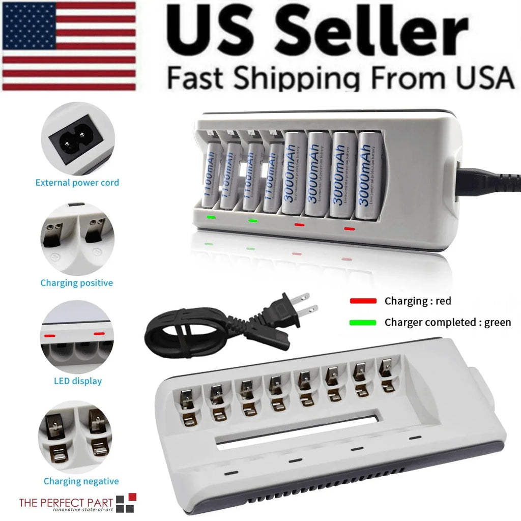 8 Slot Battery Charger For Ni-MH Ni-CD AA AAA Rechargeable Batteries Fast Charge - Jewelry Store by Erik Rayo