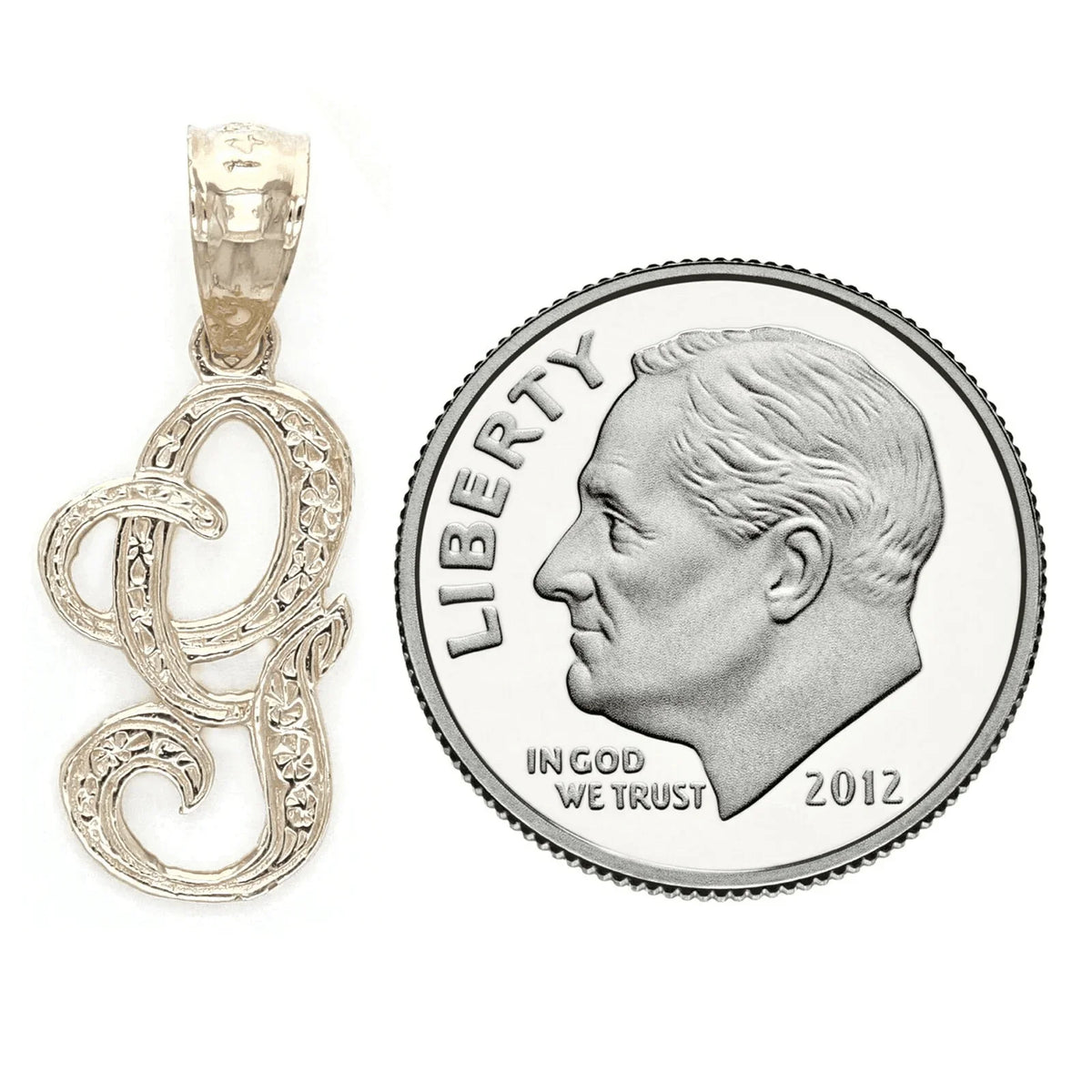 14k Yellow or White Gold Initial Letter G Alphabet A-Z Charm Pendant - Jewelry Store by Erik Rayo