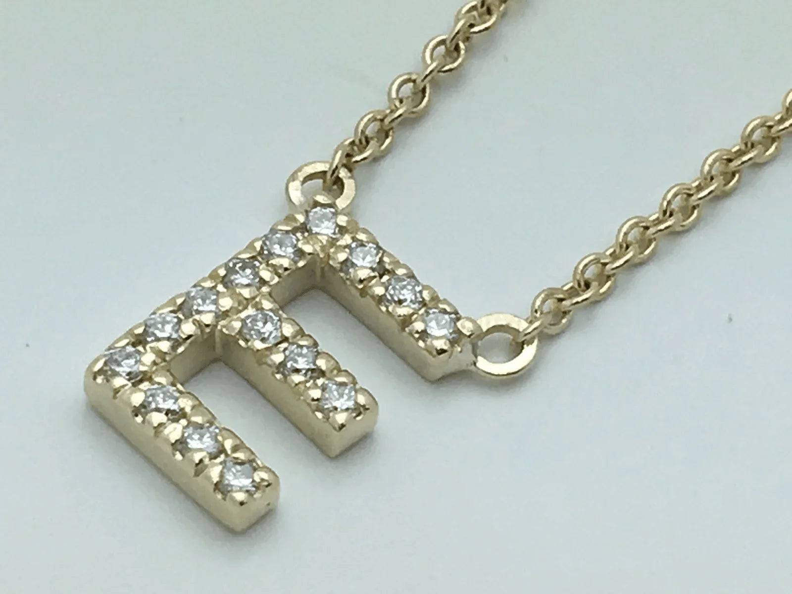 14k Yellow White or Rose Gold Diamond Initial Letter E Pendant Necklace 18" - Jewelry Store by Erik Rayo
