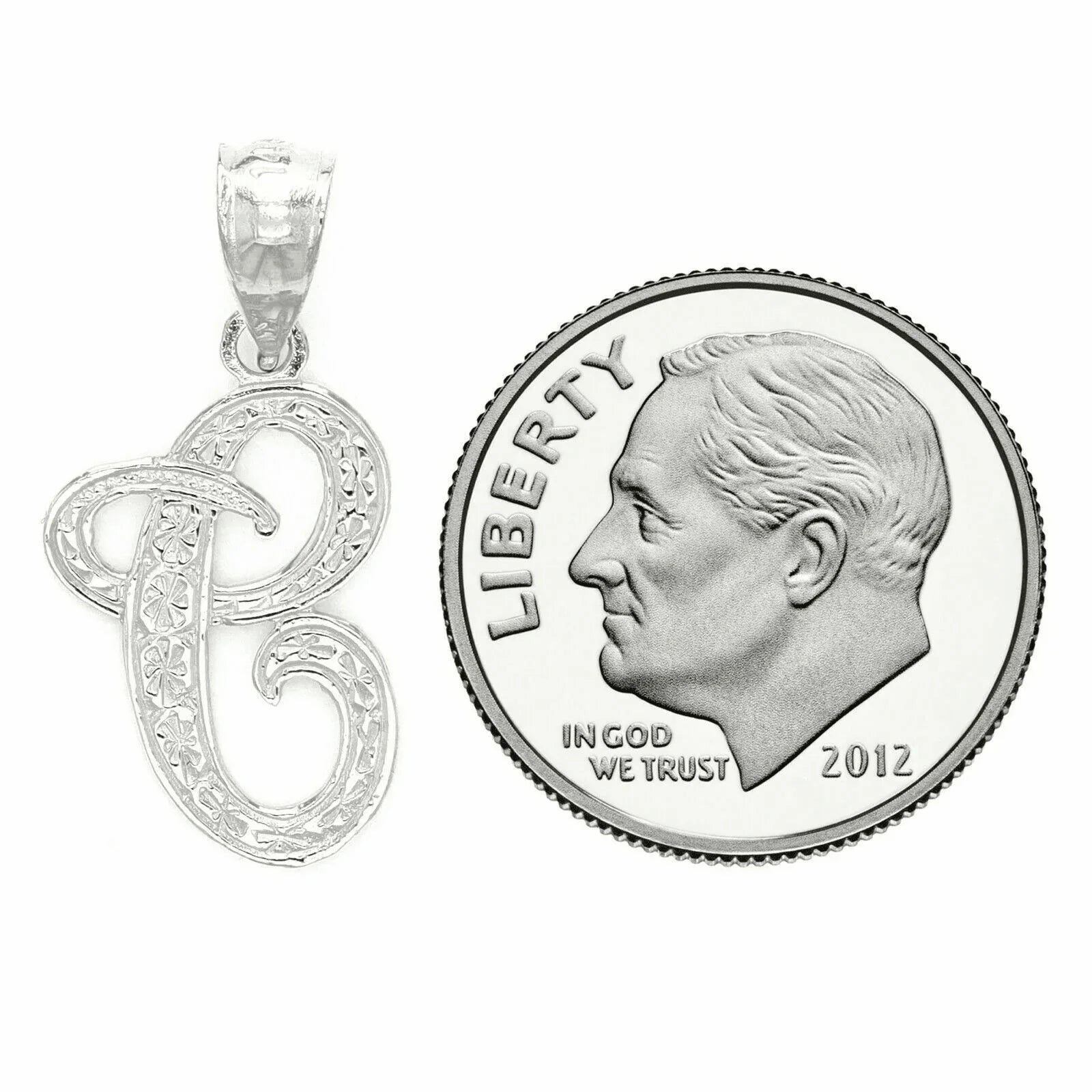 14k Yellow or White Gold Initial Letter C Alphabet A-Z Charm Pendant - Jewelry Store by Erik Rayo
