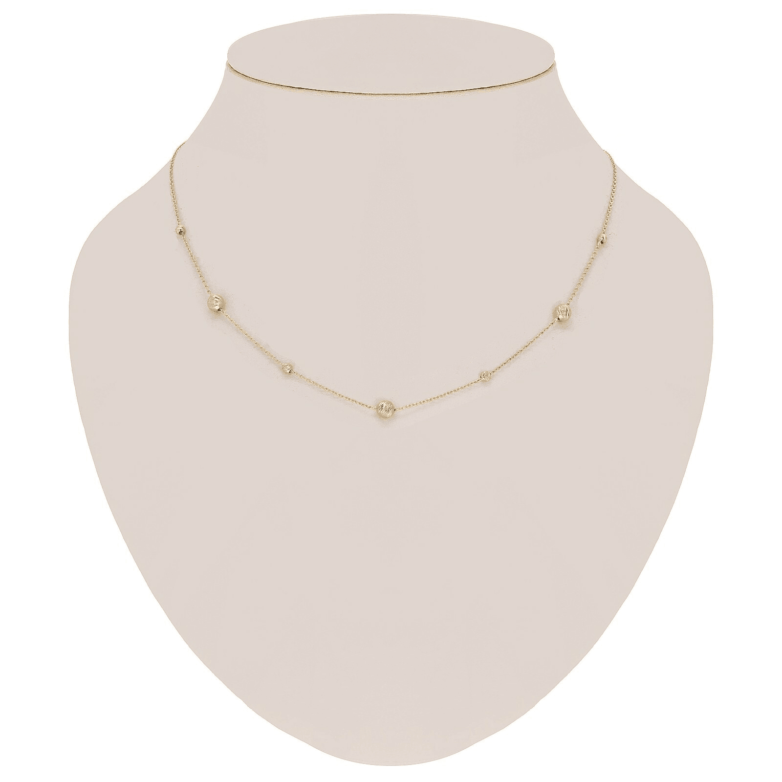 Italian 14k Yellow Gold Diamond Cut Ball Bead Station Necklace 18" 2.7 grams - Jewelry Store by Erik Rayo