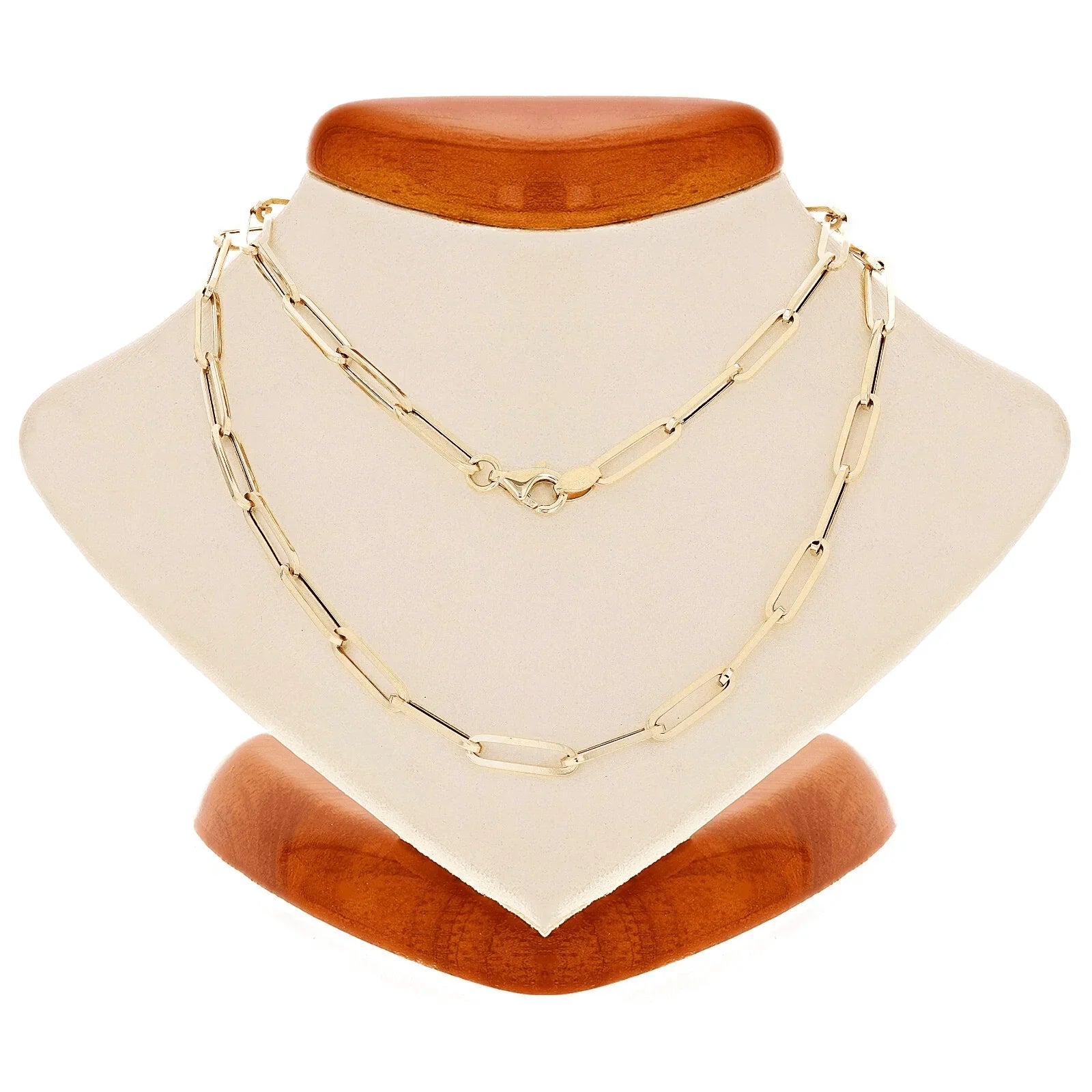 Italian 14k Yellow Gold Hollow Paper Clip Chain Necklace 18" 3.2mm 3.3 grams - Jewelry Store by Erik Rayo