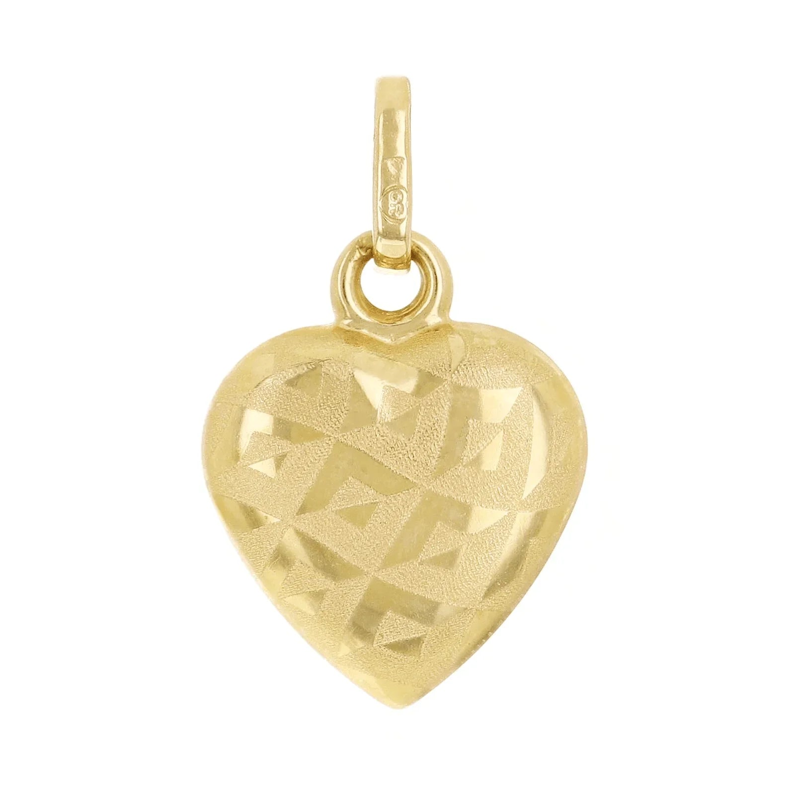 Italian 14k Yellow Gold Small Puffy Heart Charm Pendant 20 x 12mm 0.8 gram - Jewelry Store by Erik Rayo