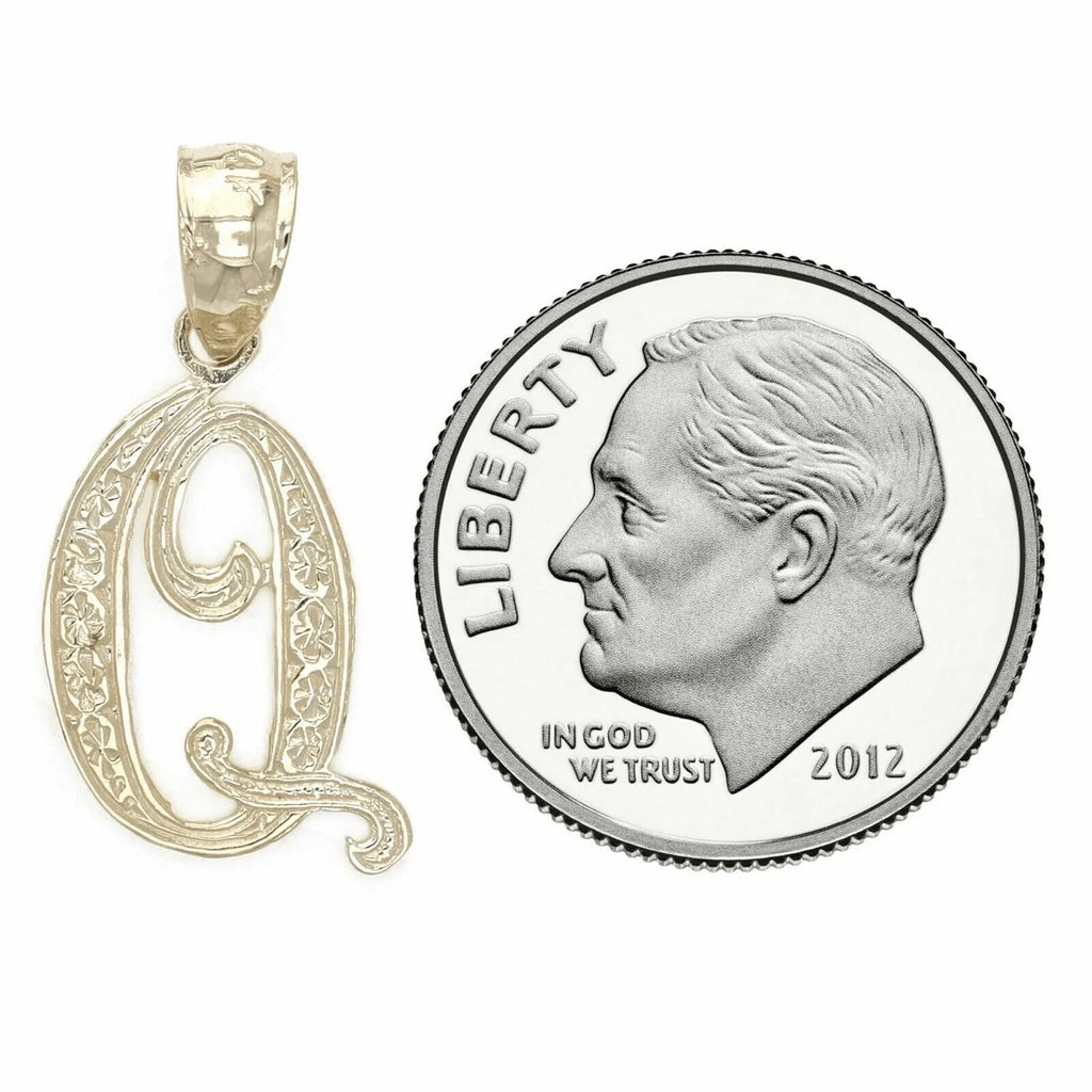 14k Yellow or White Gold Initial Letter Q Alphabet A-Z Charm Pendant - Jewelry Store by Erik Rayo