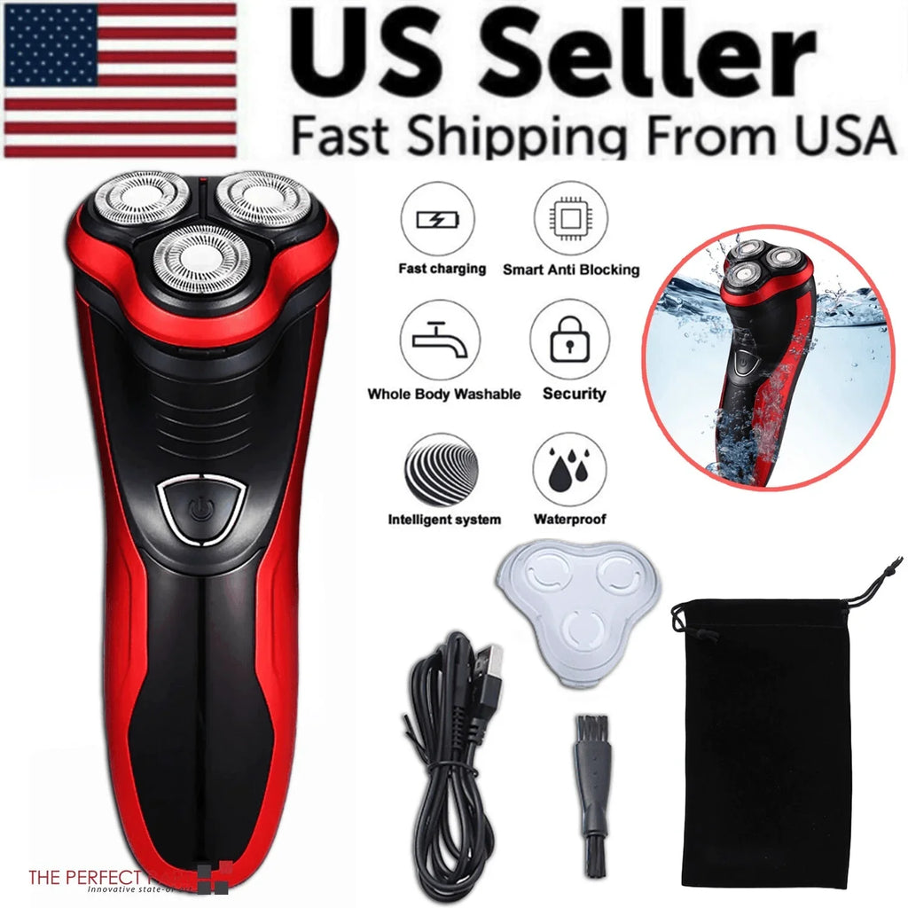 Men's Razor Rotary Waterproof Electric Shaver Pop-Up Trimmer Wet Dry Cordless - Jewelry Store by Erik Rayo