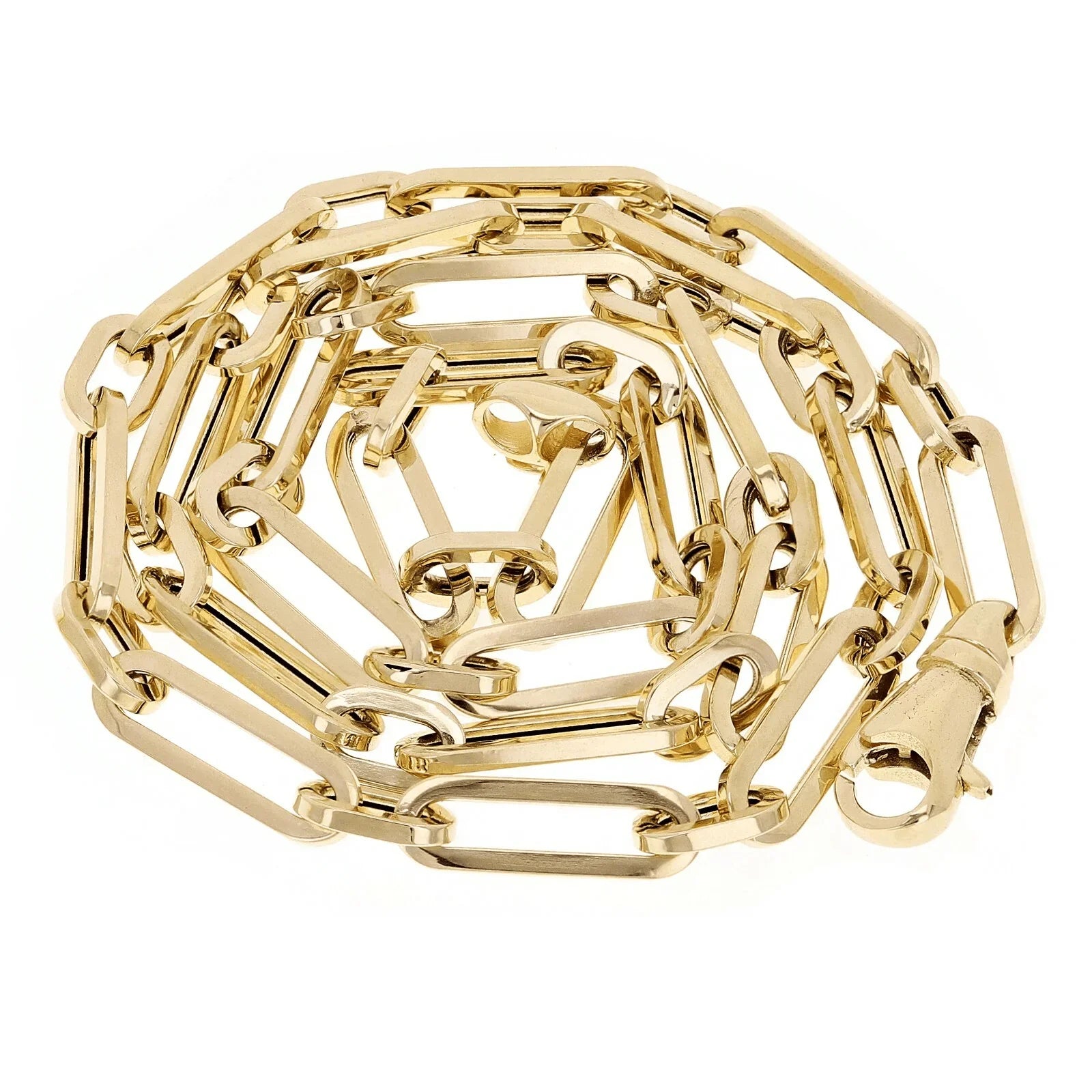 Italian 14k Yellow Gold Hollow Paper Clip Chain Necklace 22" 5mm 9.8 grams - Jewelry Store by Erik Rayo