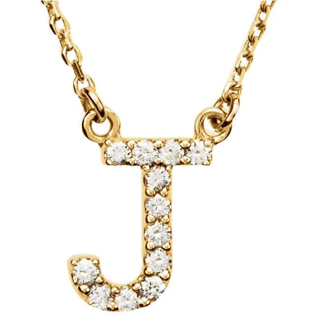 14k Yellow White or Rose Gold Diamond Initial Letter J Pendant Necklace 18" - Jewelry Store by Erik Rayo
