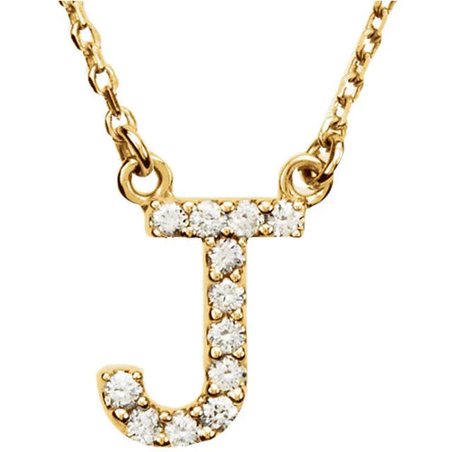 14k Yellow White or Rose Gold Diamond Initial Letter J Pendant Necklace 18" - Jewelry Store by Erik Rayo