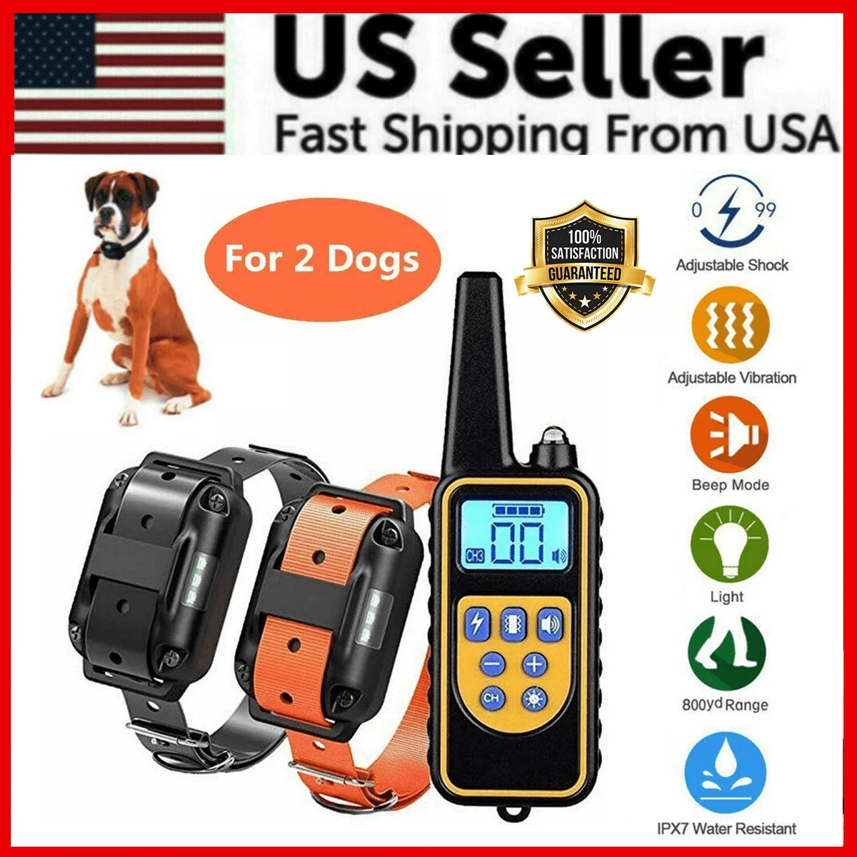 2600 FT Remote Dog Shock Training 2 Collar Set Rechargeable Waterproof LCD Pet - Jewelry Store by Erik Rayo