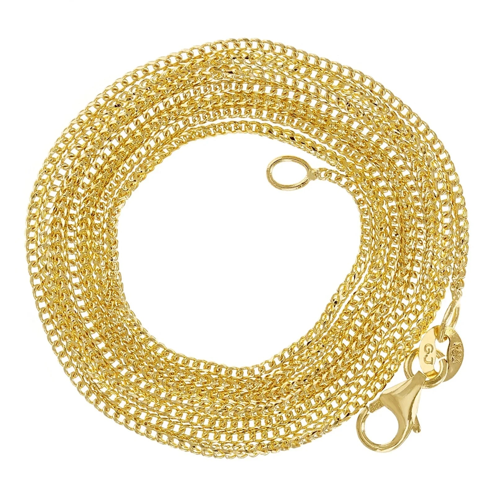 Italian 14k Yellow Gold Solid Diamond Cut Franco Chain Necklace 24" 1mm 3.5grams - Jewelry Store by Erik Rayo