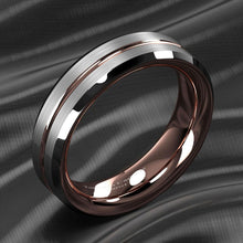 Load image into Gallery viewer, Men&#39;s Wedding Band 6mm Silver Brushed Rose Gold Ring for Men and Women
