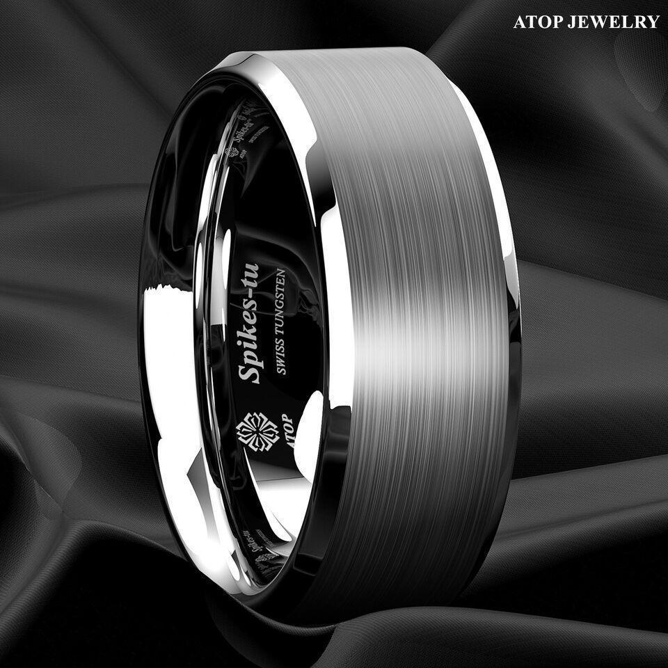 Men's Tungsten Carbide Wedding Band Rings | Brushed Silver Wedding Rings for Men and Women - Jewelry Store by Erik Rayo