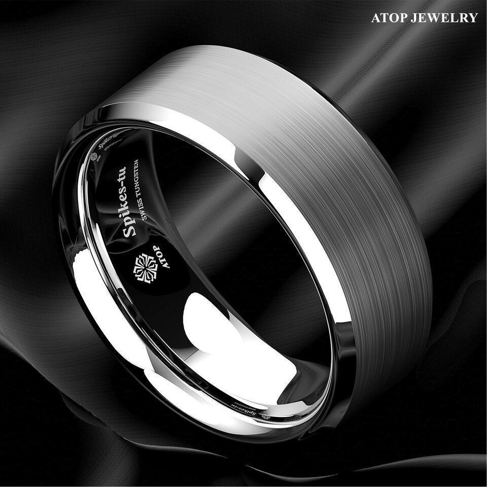 Men's Tungsten Carbide Wedding Band Rings | Brushed Silver Wedding Rings for Men and Women - Jewelry Store by Erik Rayo