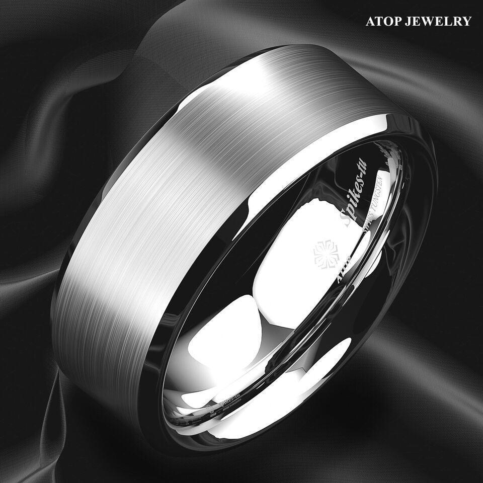 Men's Tungsten Carbide Wedding Band Rings | Brushed Silver Wedding Rings for Men and Women - Jewelry Store by Erik Rayo