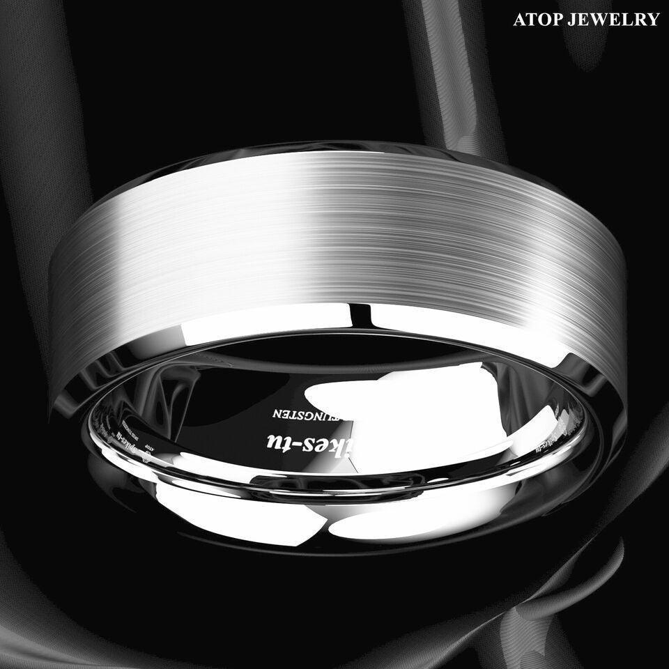 Men's Tungsten Carbide Wedding Band Rings | Brushed Silver Wedding Rings for Men and Women - Jewelry Store by Erik Rayo