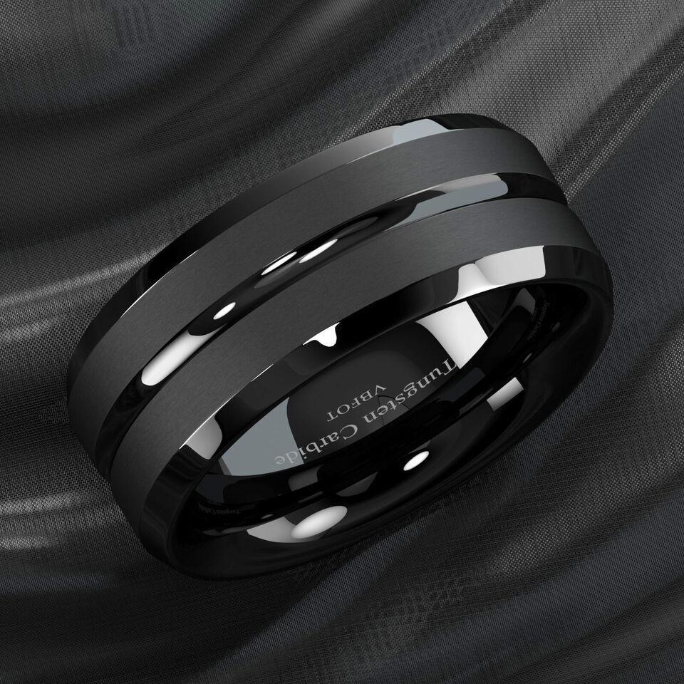 Men's Tungsten Carbide Wedding Band Rings - Black Classic Comfort Fit for Men and Women - Jewelry Store by Erik Rayo