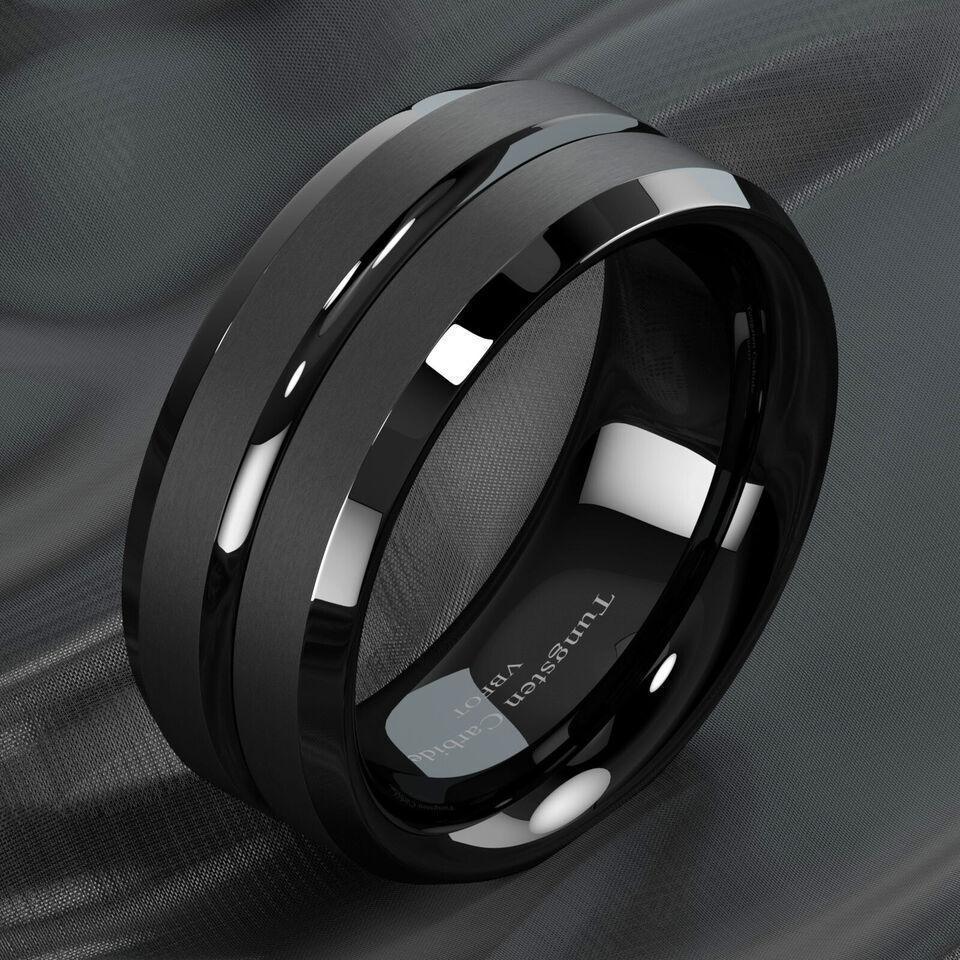Men's Tungsten Carbide Wedding Band Rings - Black Classic Comfort Fit for Men and Women - Jewelry Store by Erik Rayo