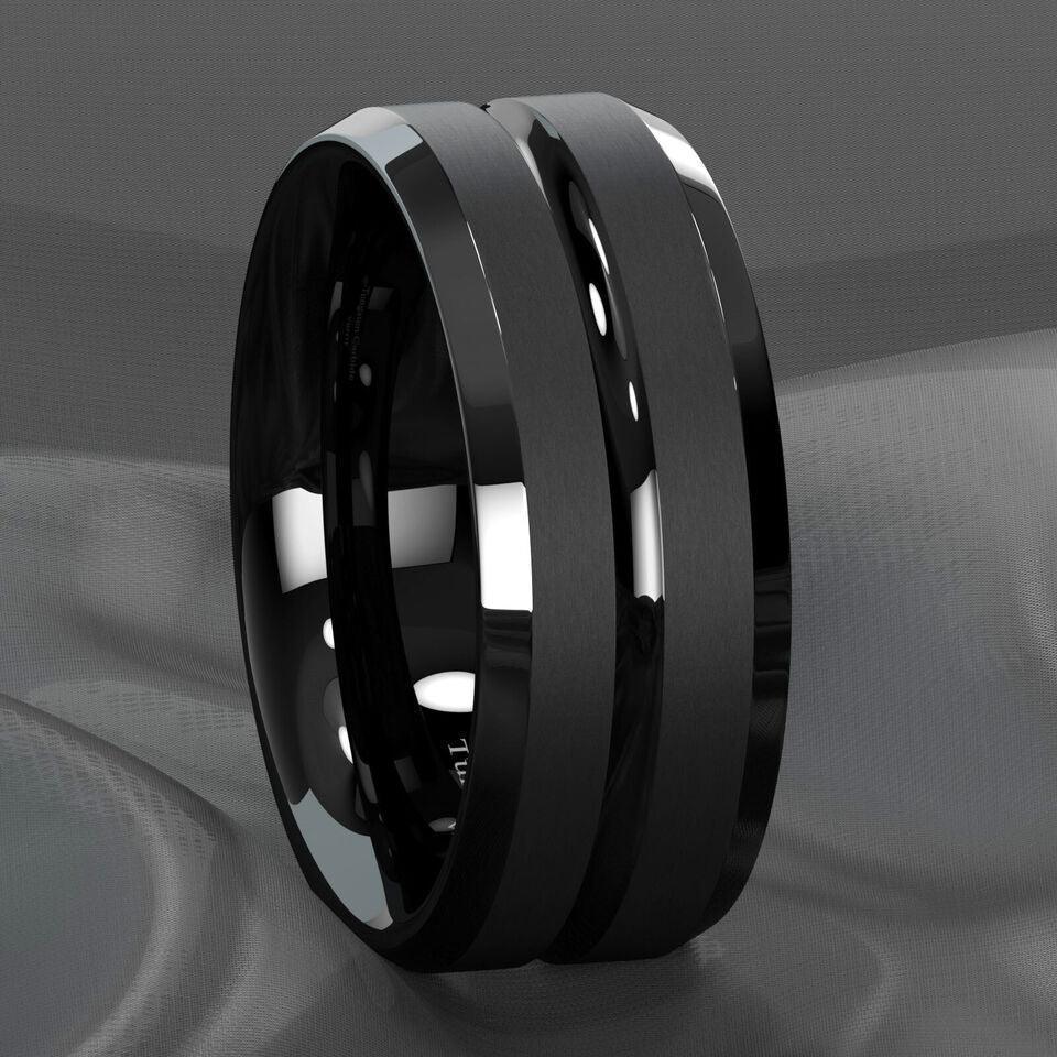 Men's Tungsten Carbide Wedding Band Rings - Black Classic Comfort Fit for Men and Women - Jewelry Store by Erik Rayo