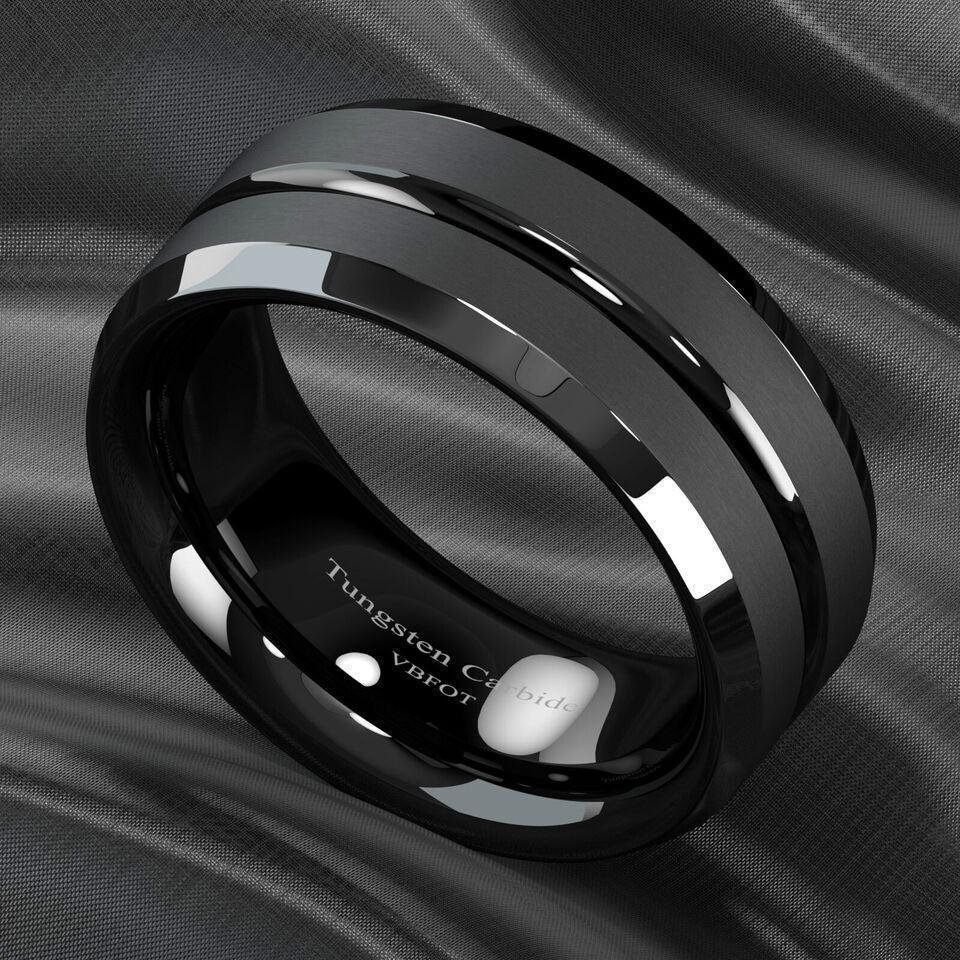 Men's Tungsten Carbide Wedding Band Rings - Black Classic Comfort Fit for Men and Women - Jewelry Store by Erik Rayo