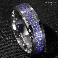 Load image into Gallery viewer, Men&#39;s Wedding Band Ring with Clockwork Gears and Blue Carbon Fiber for Men and Women
