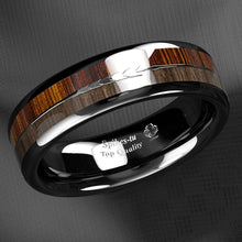 Load image into Gallery viewer, 6mm Black Wood Arrow Men&#39;s Wedding Band Ring - Perfect for Weddings, Engagements, and Anniversaries
