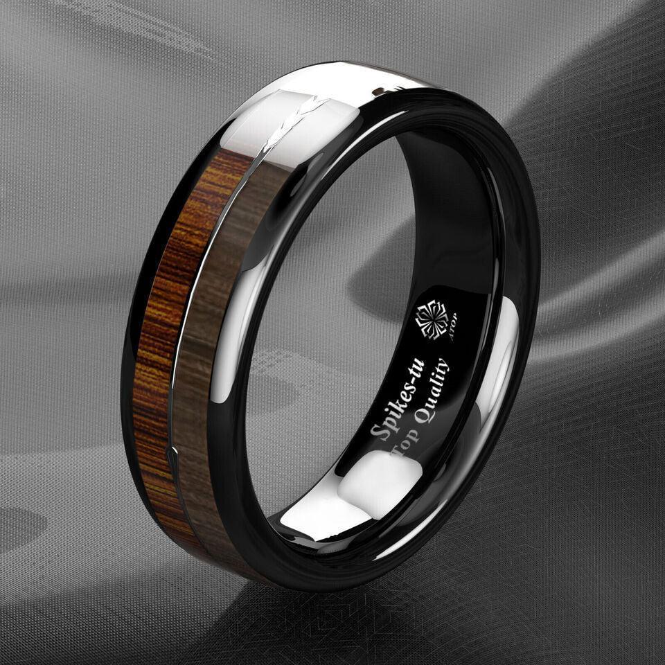 6mm Black Wood Arrow Wedding Band Ring - Perfect for Weddings and Engagements - Jewelry Store by Erik Rayo