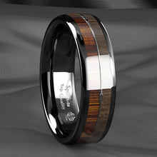 Load image into Gallery viewer, 6mm Black Wood Arrow Men&#39;s Wedding Band Ring - Perfect for Weddings, Engagements, and Anniversaries
