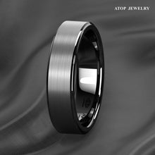 Load image into Gallery viewer, 6mm Black Brushed Titanium Men&#39;s Wedding Band Ring - Unisex Wedding Ring for Men and Women
