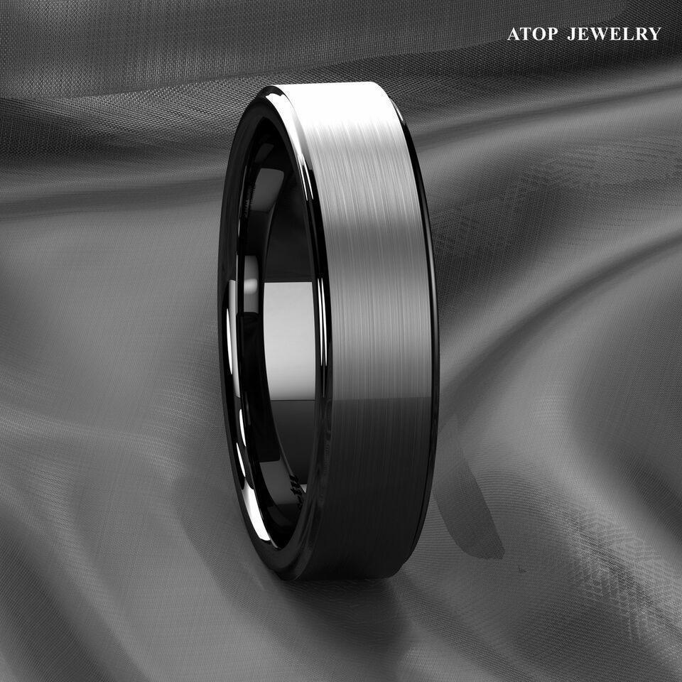 6mm Black Brushed Tungsten Carbide Wedding Band Ring - Unisex Wedding Ring - Titanium Color - Jewelry Store by Erik Rayo
