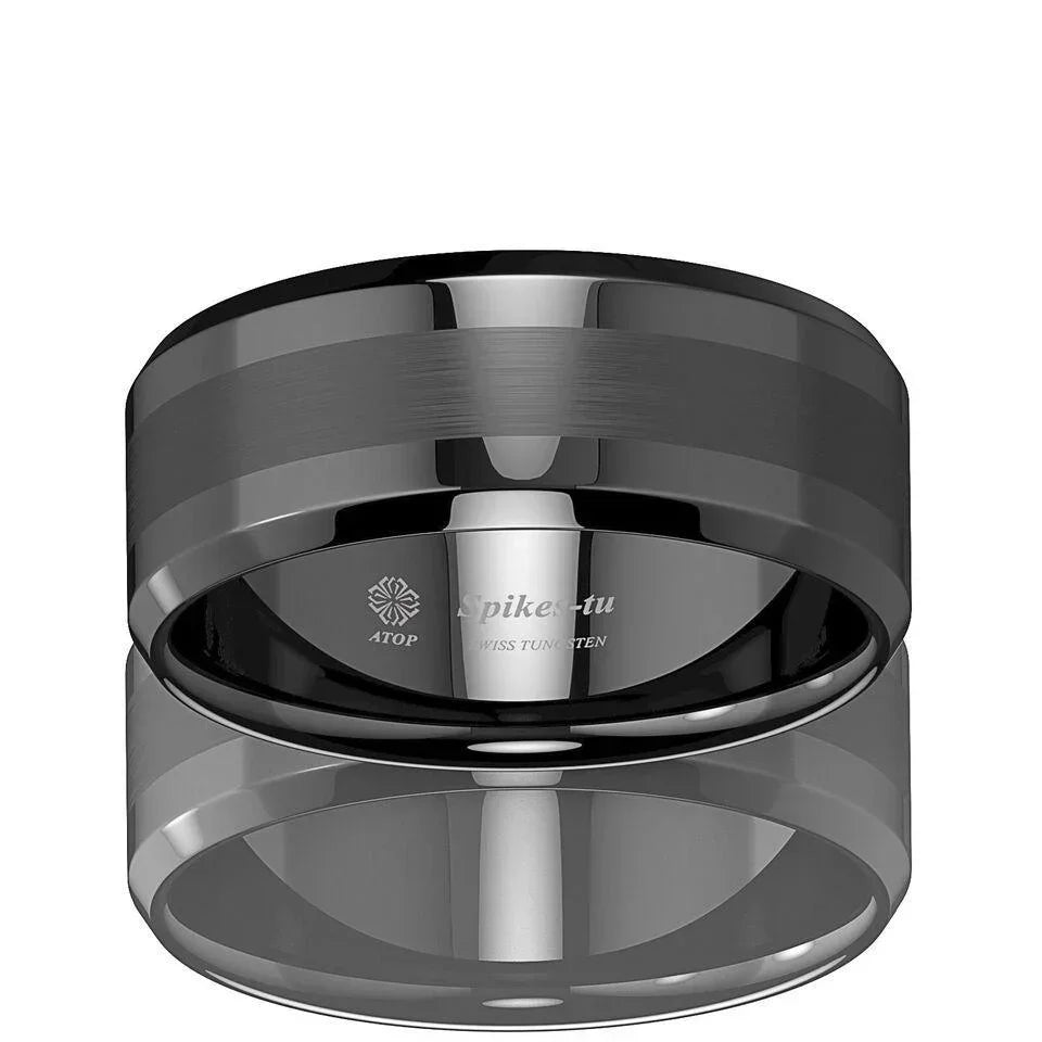 8mm Black Brushed Center Wedding Band Ring for Men and Women - Jewelry Store by Erik Rayo
