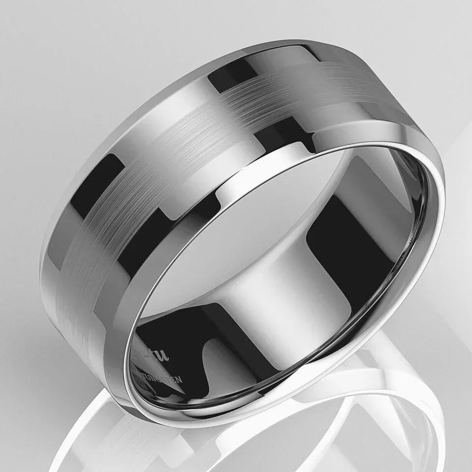 Brushed Center Silver Wedding Band Ring for Men and Women - Jewelry Store by Erik Rayo
