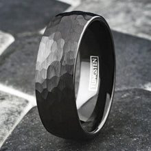 Load image into Gallery viewer, Men&#39;s Black Hammered Comfort Fit Wedding Band Ring - Women&#39;s/Men&#39;s Wedding Rings
