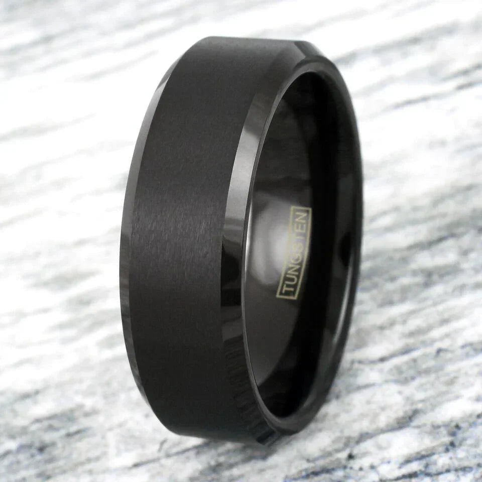 Tungsten Wedding Bands for Men and Women 4mm Black Brushed Comfort Fit Ring - Jewelry Store by Erik Rayo