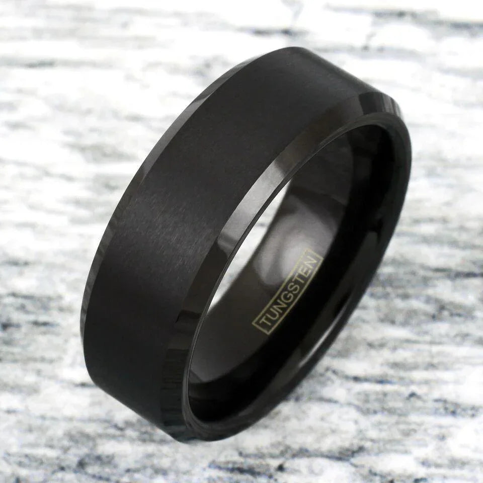 Tungsten Wedding Bands for Men and Women 4mm Black Brushed Comfort Fit Ring - Jewelry Store by Erik Rayo
