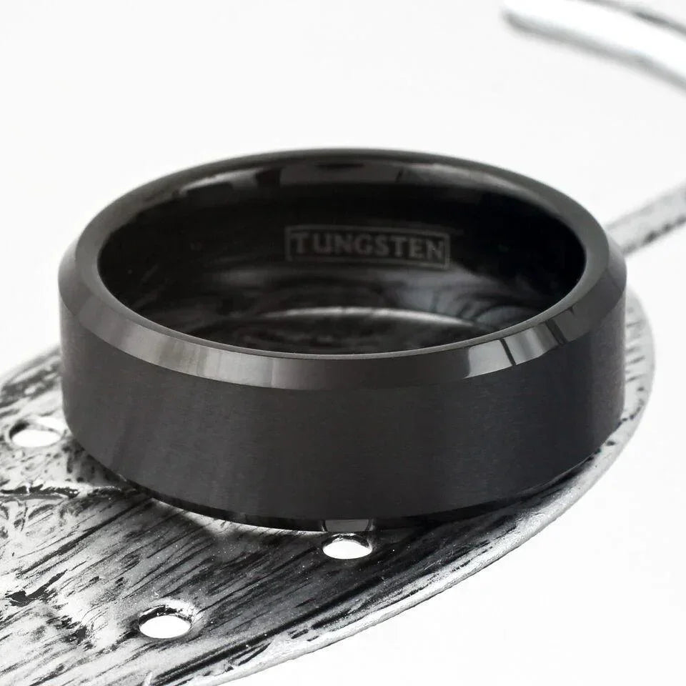 Tungsten Wedding Bands for Men and Women 4mm Black Brushed Comfort Fit Ring - Jewelry Store by Erik Rayo