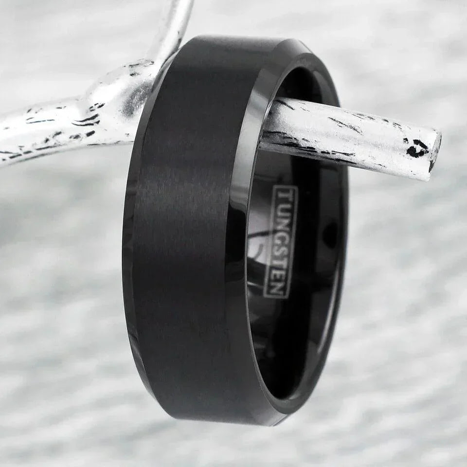 Tungsten Wedding Bands for Men and Women 4mm Black Brushed Comfort Fit Ring - Jewelry Store by Erik Rayo