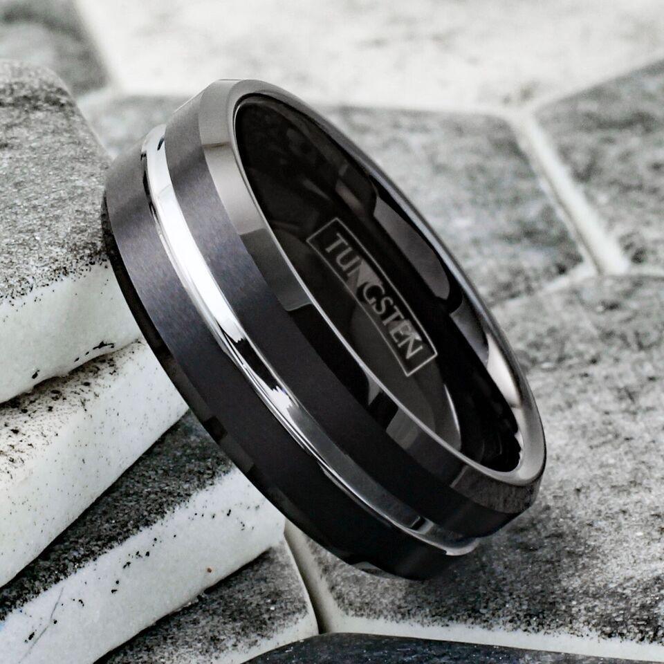 6mm Black Silver Line Wedding Band Ring for Men and Women - Jewelry Store by Erik Rayo