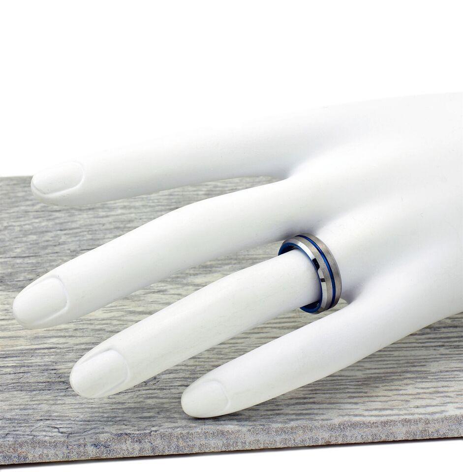Men's Wedding Band Rings | Silver Blue Line Wedding Rings for Men and Women - Jewelry Store by Erik Rayo