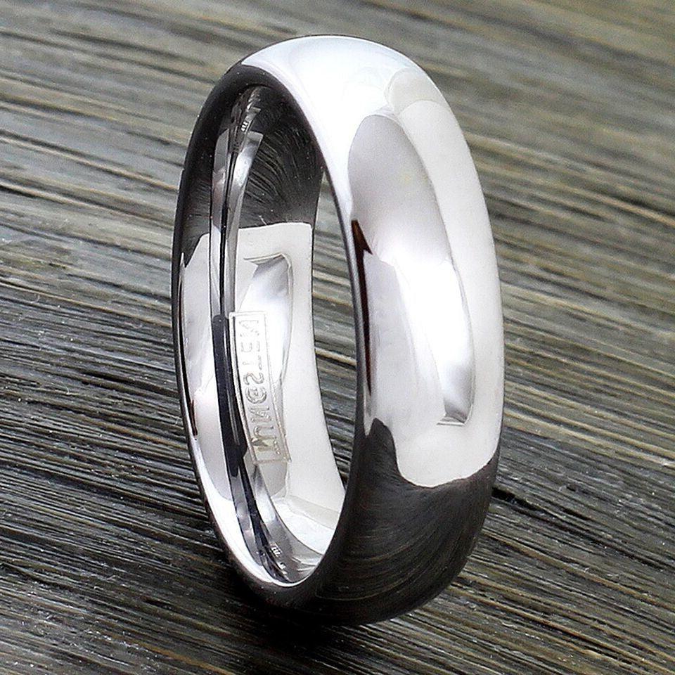 Wedding Band 6mm Polished Silver Tungsten Carbide Classic Ring for Men and Women - Jewelry Store by Erik Rayo