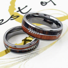 Load image into Gallery viewer, Men&#39;s Wedding Band 6mm Silver Wood &amp; Arrow - Rings for Men and Women
