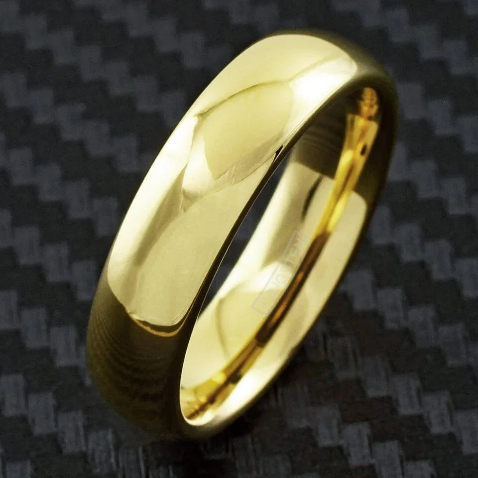 6mm Gold Polished Classic Tungsten Wedding Band Ring for Men & Women - Jewelry Store by Erik Rayo