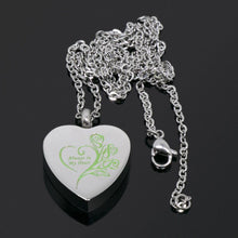 Load image into Gallery viewer, Cremation Urn Necklace Heart Ash Holder Keepsake Memorial Always in My Heart
