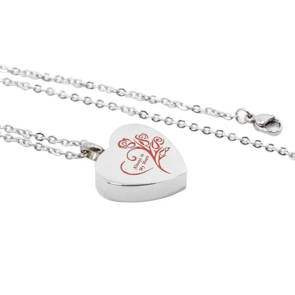 Cremation Urn Necklace Heart Ash Holder Keepsake Memorial Always in My Heart - Jewelry Store by Erik Rayo